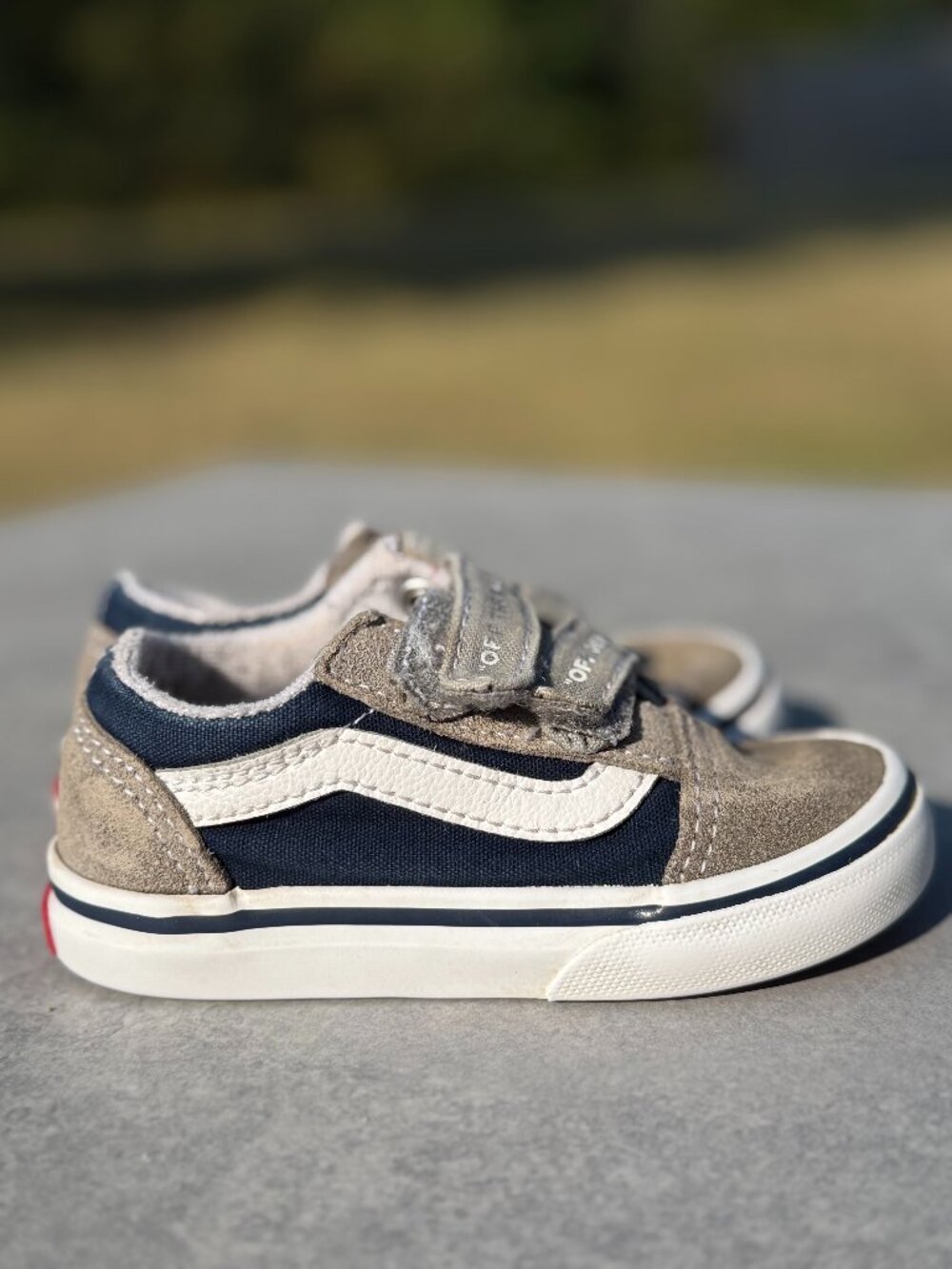 Vans Old Skool V Toddler 6 Navy Gray Velcro Skate Y2K Streetwear Sneakers V 4155